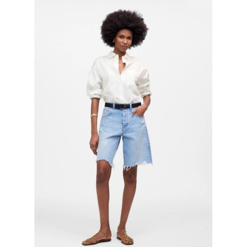 Madewell Top Womens XS White Oversized Button Up Shirt Casual Cotton NU392‎